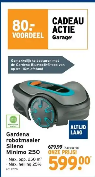 GAMMA Gardena robotmaaier Sileno Minimo 250 aanbieding