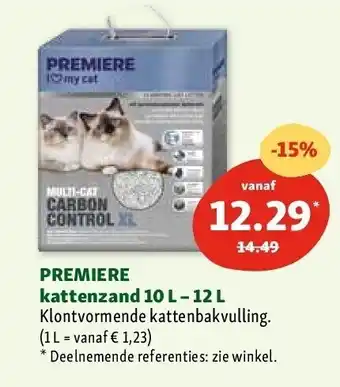 Maxi Zoo PREMIERE kattenzand 10 L - 12 L aanbieding