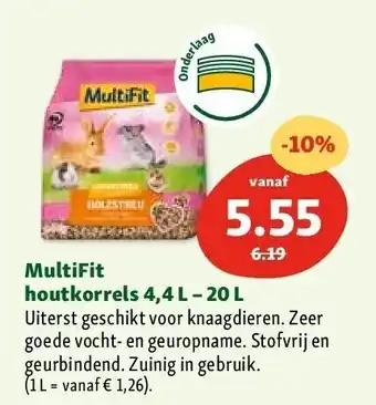 Maxi Zoo MultiFit houtkorrels 4,4 L - 20 L aanbieding