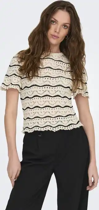 Bol.com ONLY ONLANNASOFIA LIFE SS STRIPE O-NECK KNT Dames Top - Maat L aanbieding
