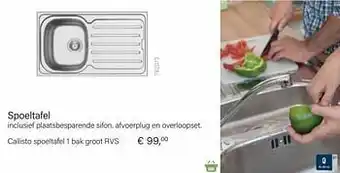 Multi bazar Callisto spoeltafel 1 bak groot rvs aanbieding