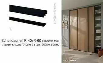 Multi bazar Schuifdeurrail r-40-r-60 alu zwart mat 180cm aanbieding