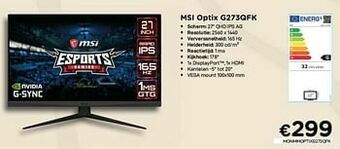 CompuDeals Msi optix g273qfk aanbieding