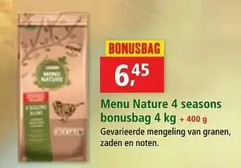 Maxi Zoo Menu nature 4 seasons bonusbag aanbieding