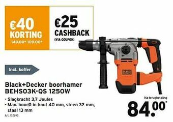 GAMMA Black+decker boorhamer behs03k-qs 1250w aanbieding