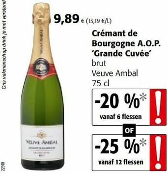 Colruyt Crémant de bourgogne a.o.p. grande cuvée brut veuve ambal aanbieding