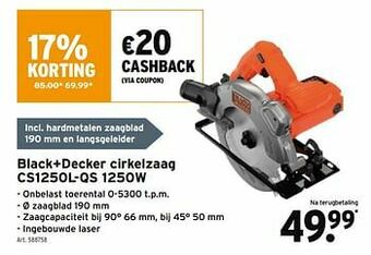 GAMMA Black+decker cirkelzaag cs1250l-qs 1250w aanbieding