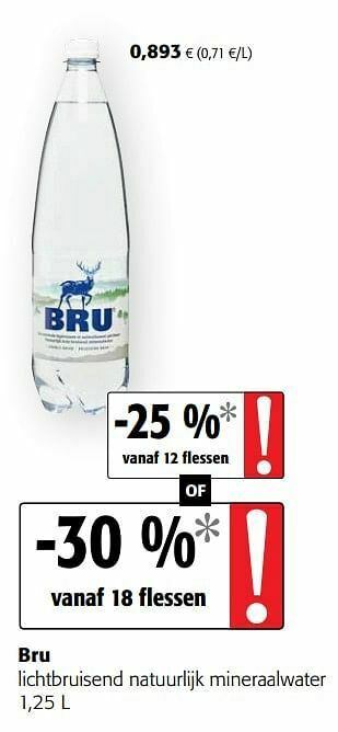 Colruyt Bru lichtbruisend natuurlijk mineraalwater aanbieding