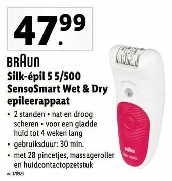 Lidl Braun silk-épil 5 5-500 sensosmart wet + dry epileerappaat aanbieding