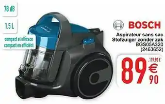 Cora Bosch aspirateur sans sac stofzuiger zonder zak bgs05a320 aanbieding