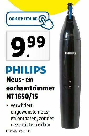 Lidl Philips neus- en oorhaartrimmer nt1650-15 aanbieding