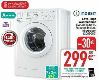 Indesit lave-linge wasmachine ewc81483weu