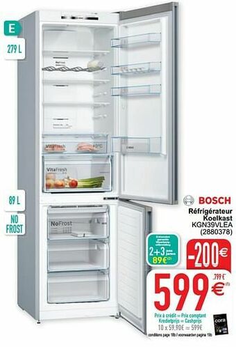Cora Bosch réfrigérateur koelkast kgn39vlea aanbieding