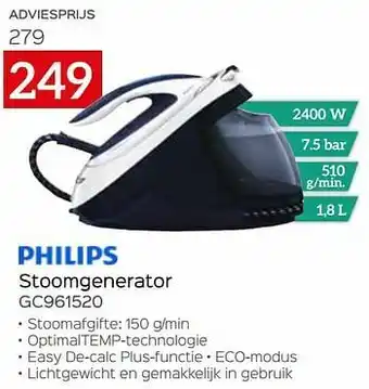 Selexion Philips stoomgenerator gc961520 aanbieding