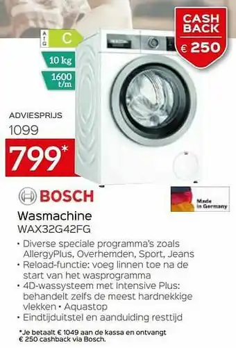 Selexion Bosch wasmachine wax32g42fg aanbieding