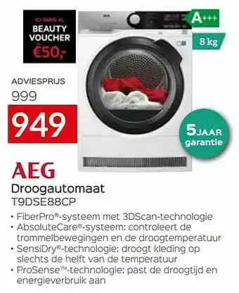 Selexion Aeg droogautomaat t9dse88cp aanbieding