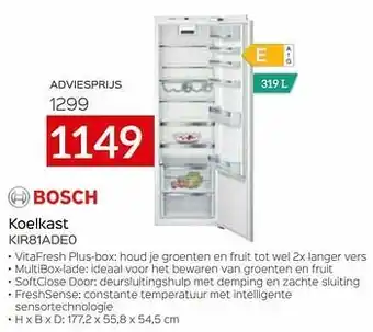 Selexion Bosch koelkast kir81ade0 aanbieding
