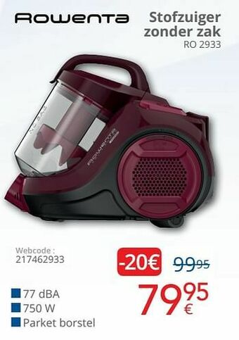 Eldi Rowenta stofzuiger zonder zak ro 2933 aanbieding