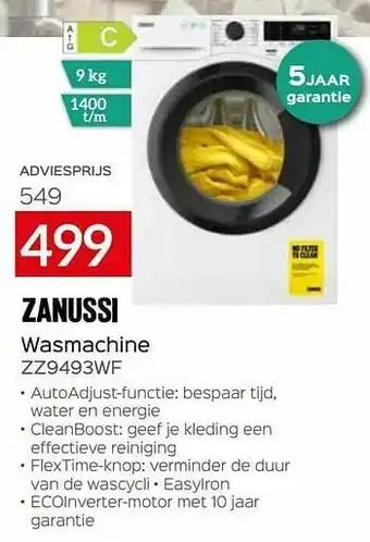 Selexion Zanussi wasmachine zz9493wf aanbieding
