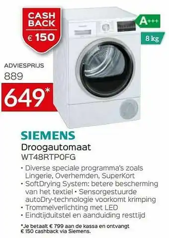 Selexion Siemens droogautomaat wt48rtp0fg aanbieding