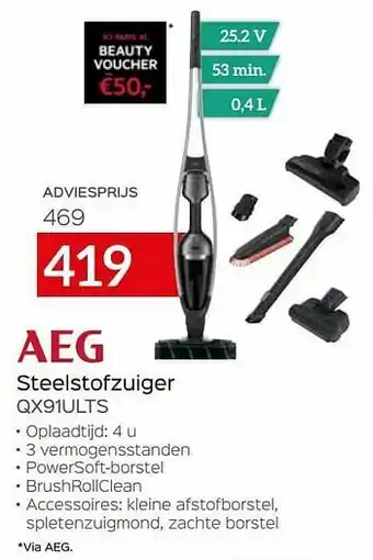 Selexion Aeg steelstofzuiger qx91ults aanbieding