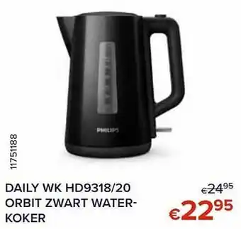 Euroshop Philips daily wk hd9318-20 orbit zwart waterkoker aanbieding