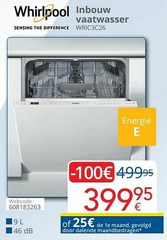Eldi Whirlpool inbouw vaatwasser wric3c26 aanbieding