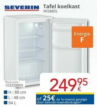Eldi Severin tafel koelkast vks8805 aanbieding