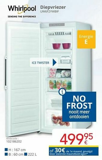 Eldi Whirlpool diepvriezer uw6f2ywbif aanbieding