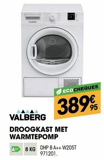Electro Depot Valberg droogkast met warmtepomp dhp 8 a++ w205t aanbieding