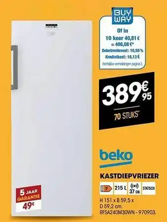 Beko kastdiepvriezer rfsa240m30wn