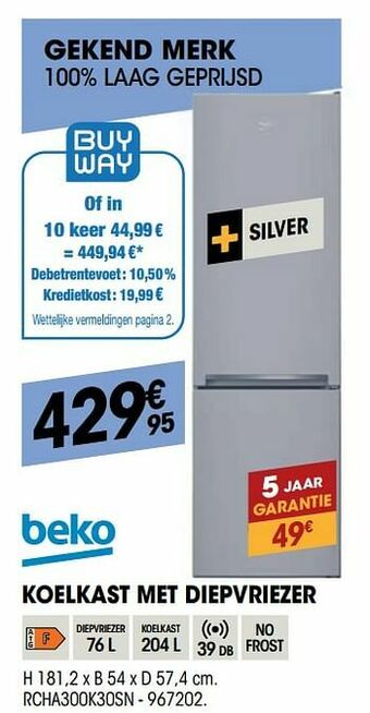 Electro Depot Beko koelkast met diepvriezer rcha300k30sn aanbieding