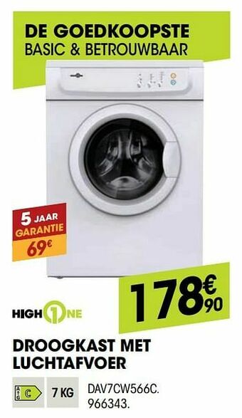 Electro Depot Highone droogkast met luchtafvoer dav7cw566c aanbieding