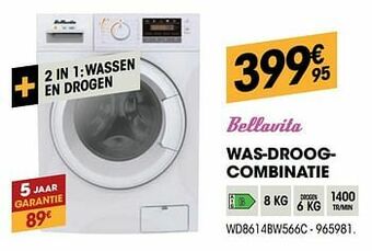 Electro Depot Bellavita was-droogcombinatie wd8614bw566c aanbieding
