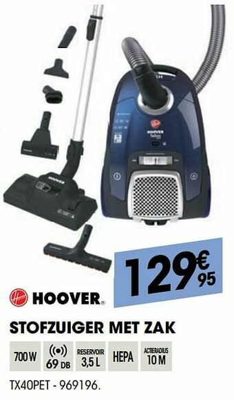 Electro Depot Hoover stofzuiger met zak tx40pet aanbieding