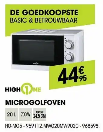 Electro Depot Highone microgolfoven ho-mo5 - 959112.mwo20mw902c aanbieding