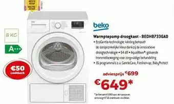 Exellent Beko warmptepomp droogkast - bedh8733ga0 aanbieding