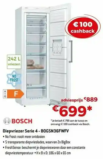 Exellent Bosch diepvriezer serie 4 - bogsn36fwfv aanbieding