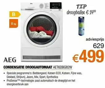 Expert Aeg condensatie droogautomaat aet6dbg82w aanbieding