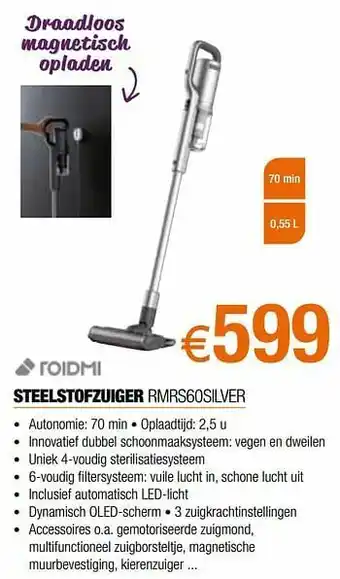Expert Roidmi steelstofzuiger rmrs60silver aanbieding