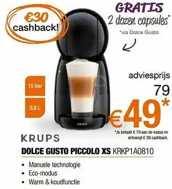 Expert Krups dolce gusto piccolo xs krkp1a0810 aanbieding