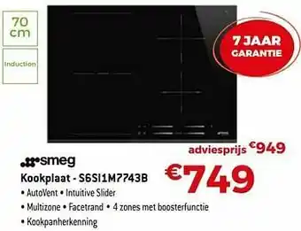 Smeg kookplaat - s6si1m7743b