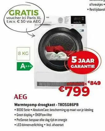 Exellent Aeg warmtepomp droogkast - t8dsg86pb aanbieding