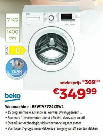 Beko wasmachine - bewtv7724xsw1
