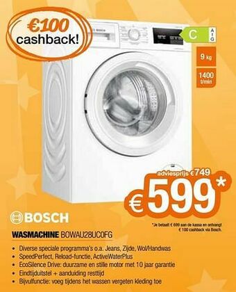 Expert Bosch wasmachine bowau28uc0fg aanbieding