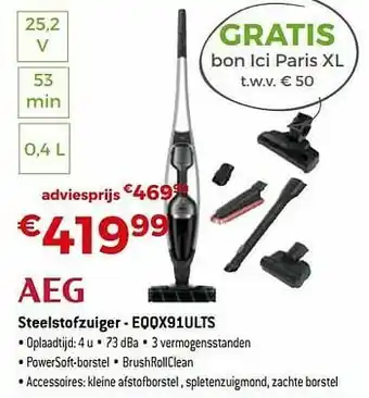 Exellent Aeg steelstofzuiger - eqqx91ults aanbieding
