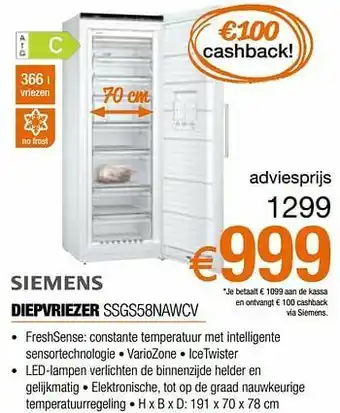 Expert Siemens diepvriezer ssgs58nawcv aanbieding