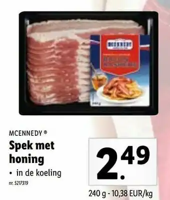 Lidl Spek met honing aanbieding