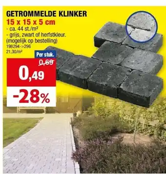 Hubo GETROMMELDE KLINKER 15 x 15 x 5 cm aanbieding