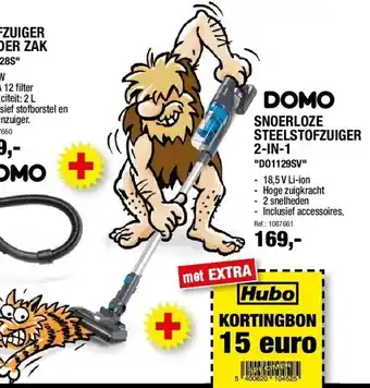 Hubo SNOERLOZE STEELSTOFZUIGER 2-IN-1 aanbieding